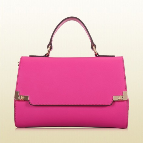 Genuine Leather Tote Bag Magenta 75634