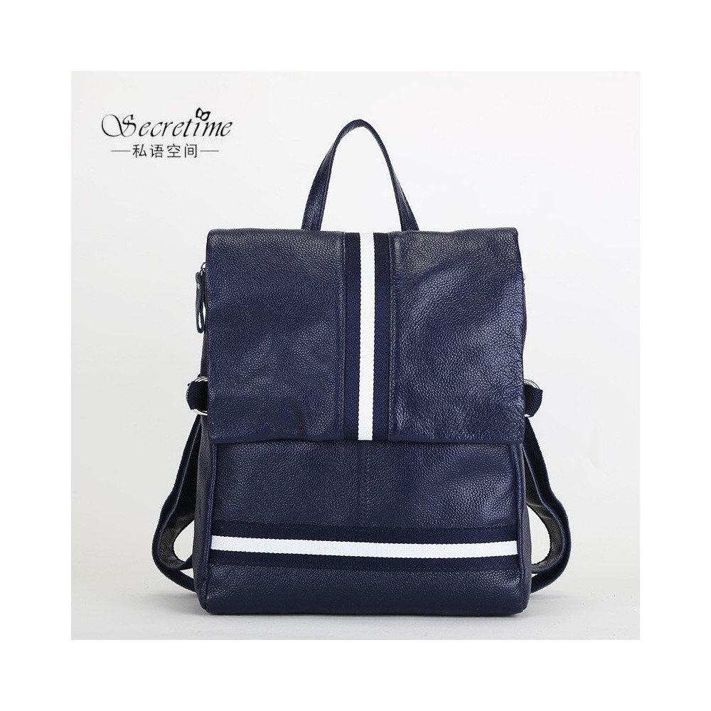 Genuine Leather Backpack Bag Dark Blue 75601