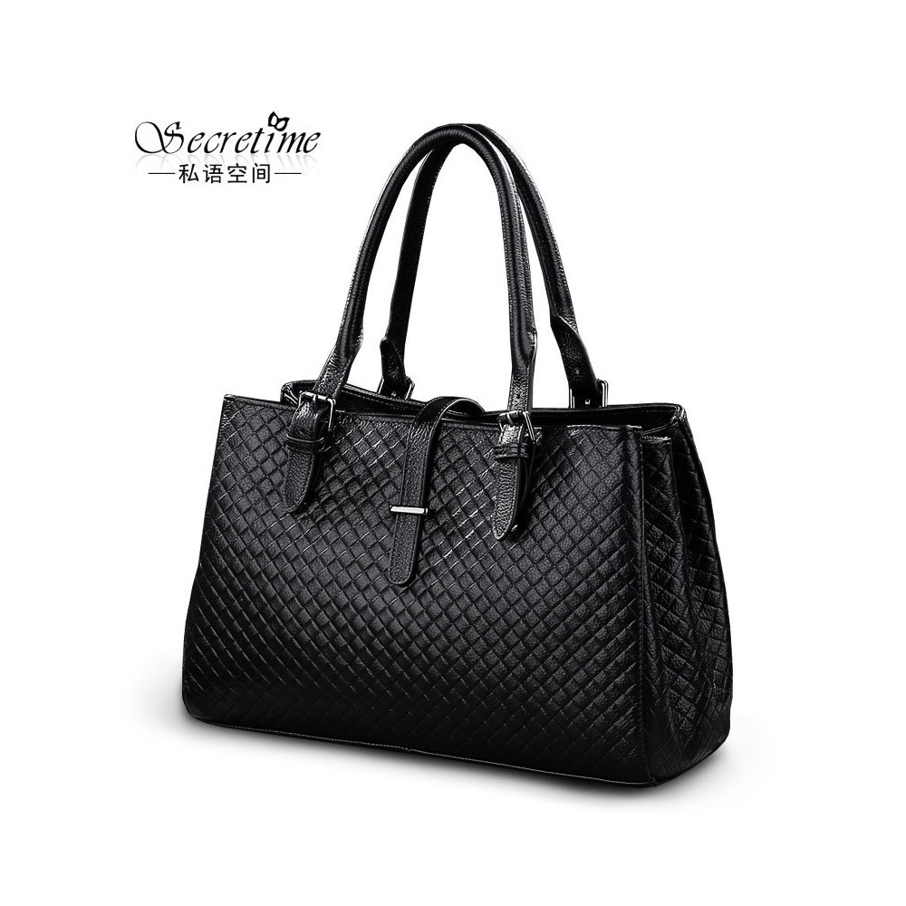 Genuine Leather Tote Bag Black 75602