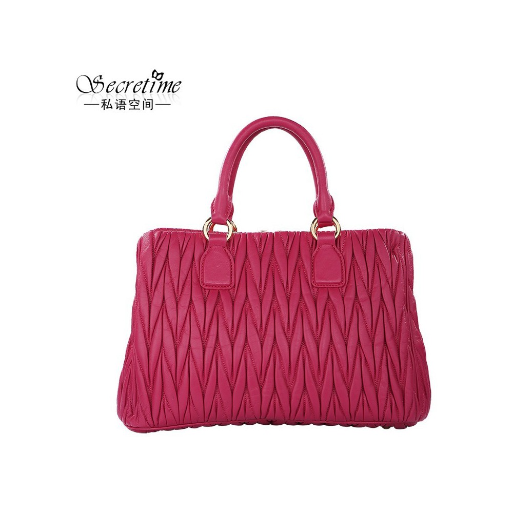 Genuine Leather Tote Bag Red 75611