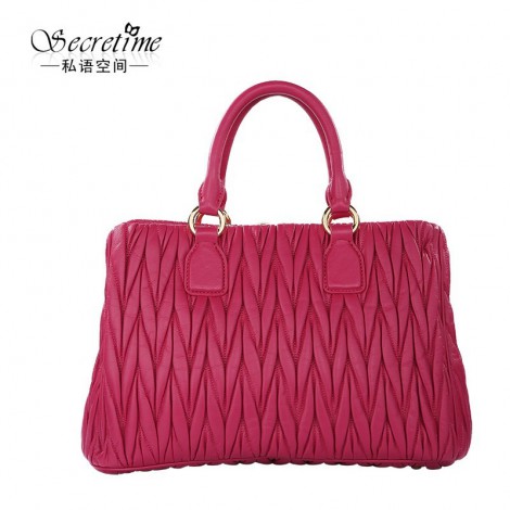 Genuine Leather Tote Bag Red 75611