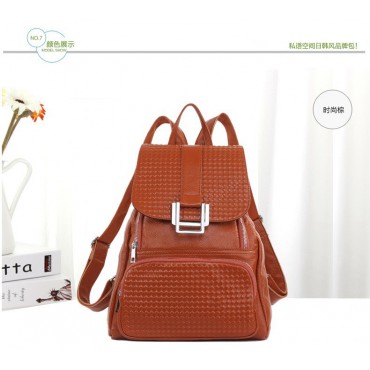 Genuine Leather Backpack Bag Brown 75612