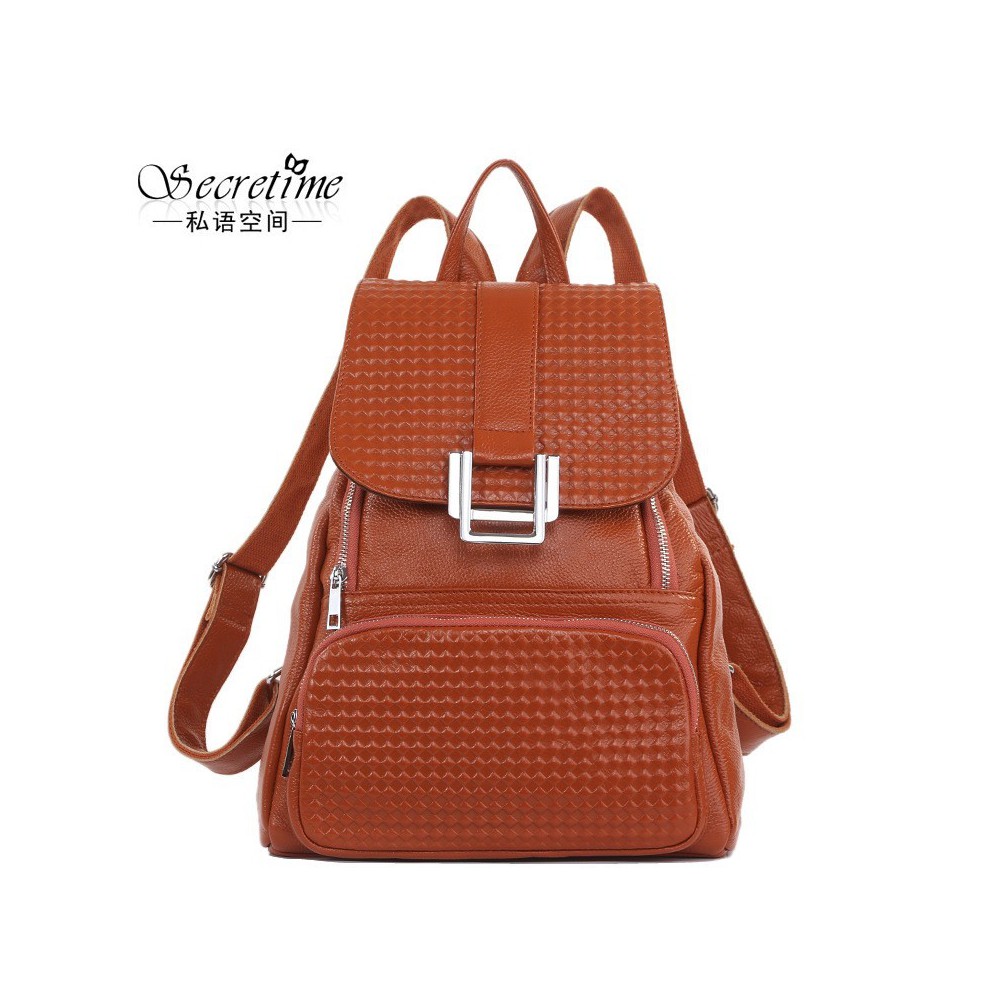 Genuine Leather Backpack Bag Brown 75612