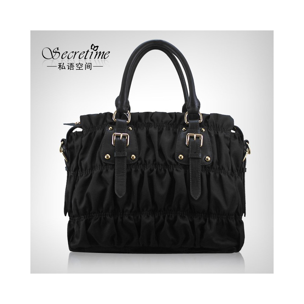 Genuine Leather Tote Bag Black 75614