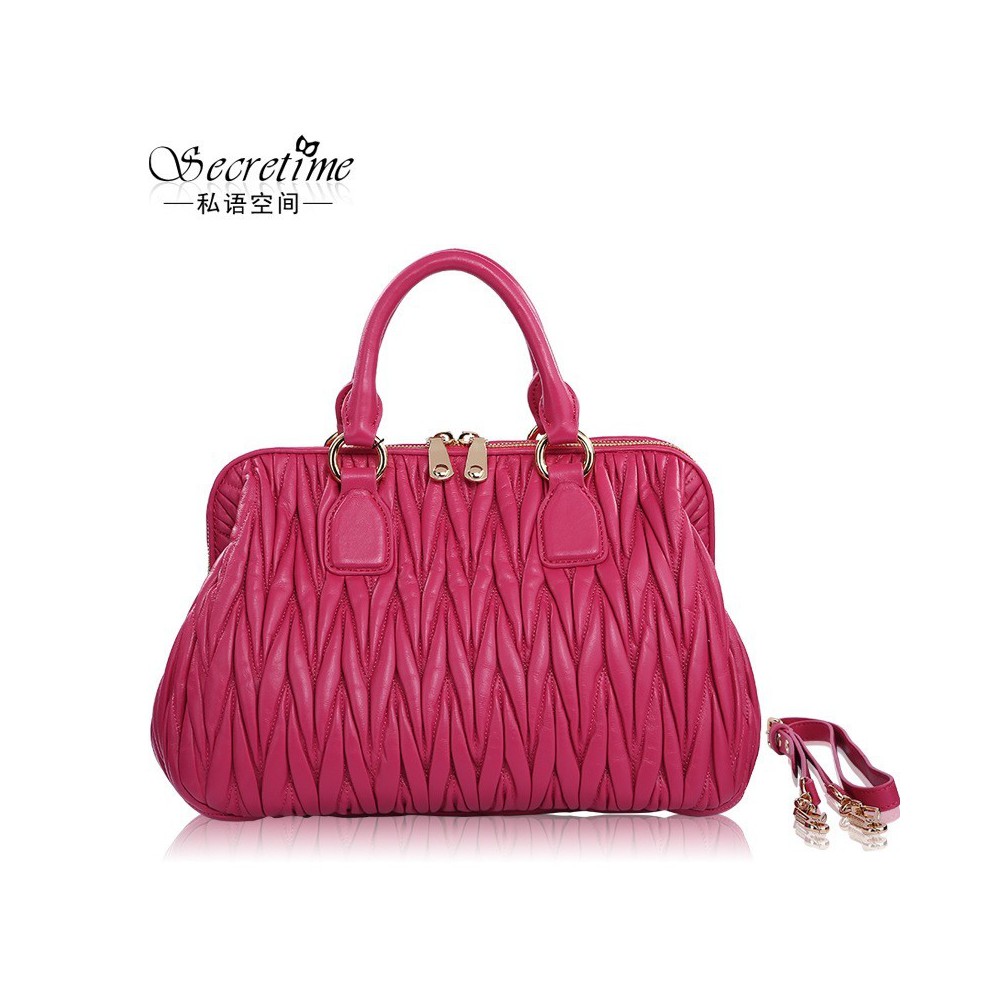 Genuine Leather Tote Bag Pink 75624