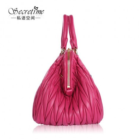 Genuine Leather Tote Bag Pink 75624