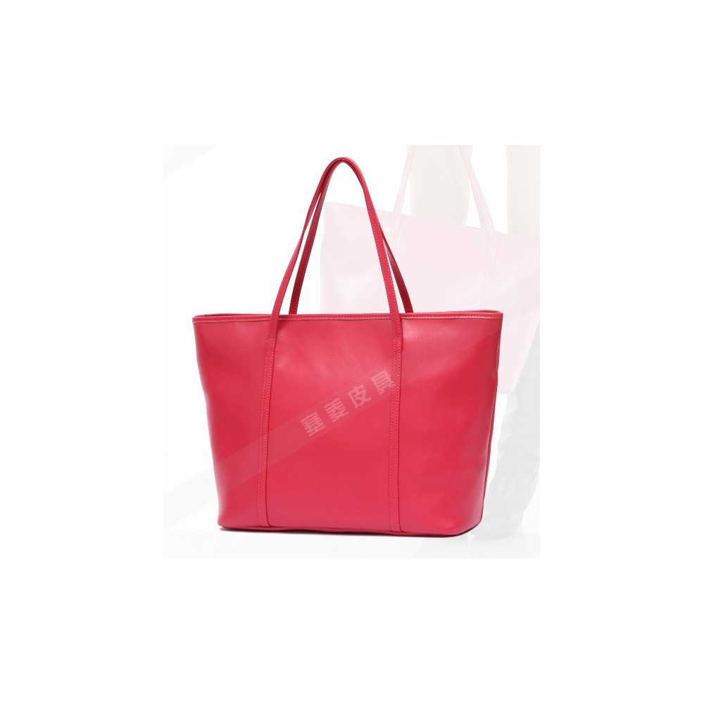 Genuine Leather Tote Bag Red 75579