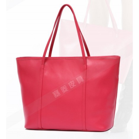 Genuine Leather Tote Bag Red 75579