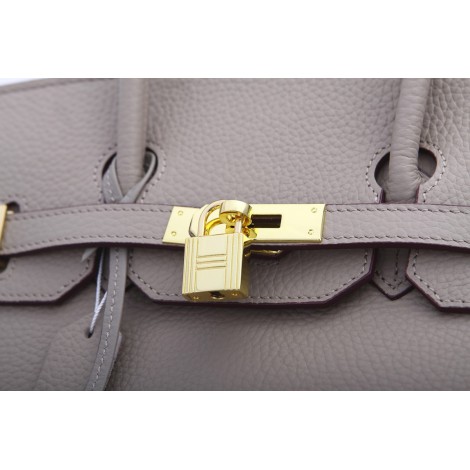 Rosaire « Beaubourg » Top Handle Bag Made of Genuine Togo Full Grain Leather  with Padlock in Pink Color / Gold 15881