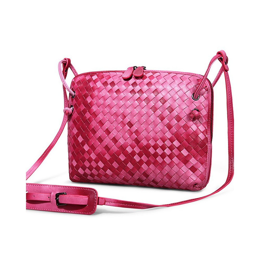 Rosaire « Esmeralda » Sac à main porté épaule en cuir Rose 76107