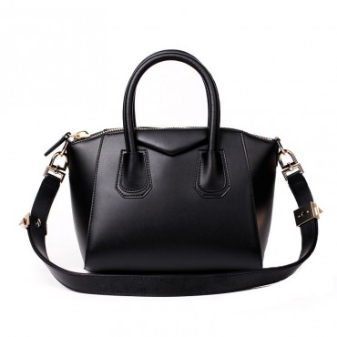 Rosaire « Orietta » Calfskin Leather Satchel Top Handle Bag Trapezoid ...