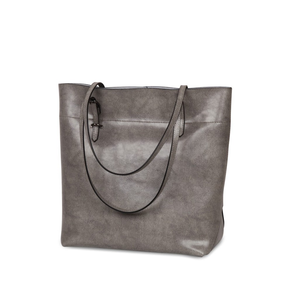 Rosaire  « Veronica » Vertical Tote Bag made of Cowhide Leather in Gray Color / 76115