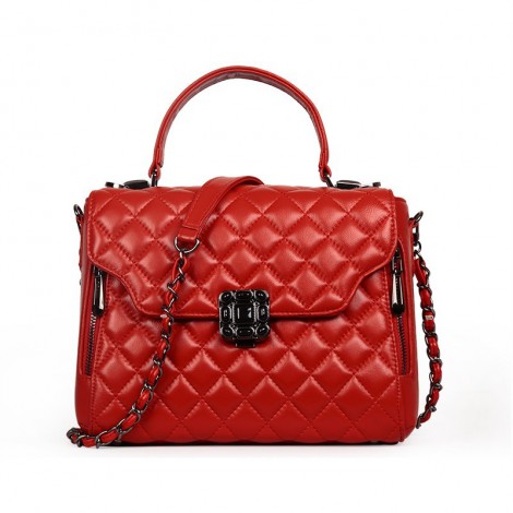 Rosaire Genuine Leather Bag Red 76127