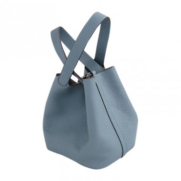 Rosaire « Agathe » Sac à main seau en cuir Bleu 76195