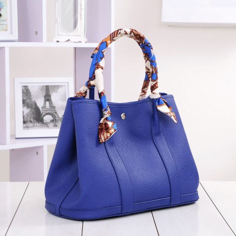 Rosaire « Jacinthe » Luxury Designer Inspired Tote Bag made of Cowhide  Leather in Sapphire Blue