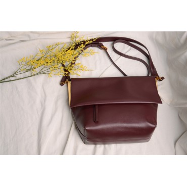 Eldora Genuine Leather Shoulder Bag Dark Red 76226