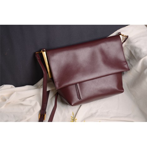 Eldora Genuine Leather Shoulder Bag Dark Red 76226