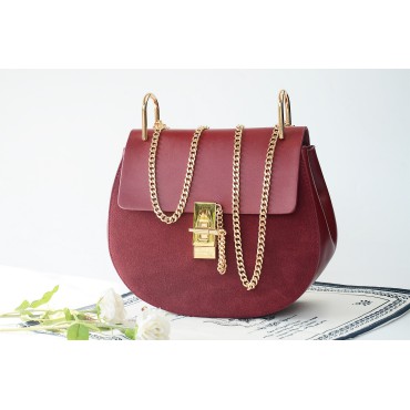  Eldora Genuine Leather Shoulder Bag Dark Red 76228