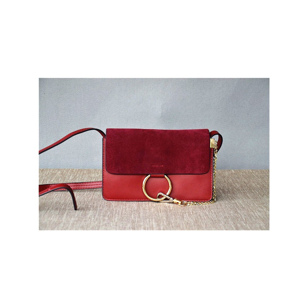 Eldora Genuine Leather Shoulder Bag Dark Red 76340