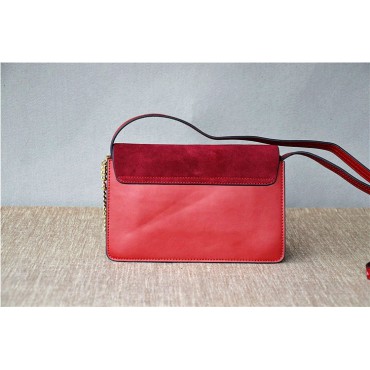 Eldora Genuine Leather Shoulder Bag Dark Red 76340