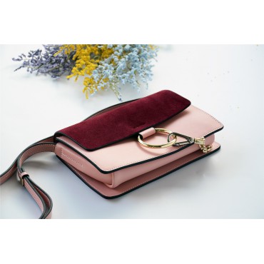 Sac à main porté épaule en cuir Rouge Rose 76340