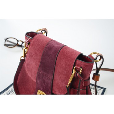 Sac à main porté épaule en cuir Rouge 76341