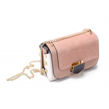 Sac à main porté épaule en cuir Rose 76346