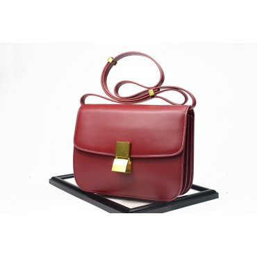 Eldora Genuine Leather Shoulder Bag Dark Red 76349