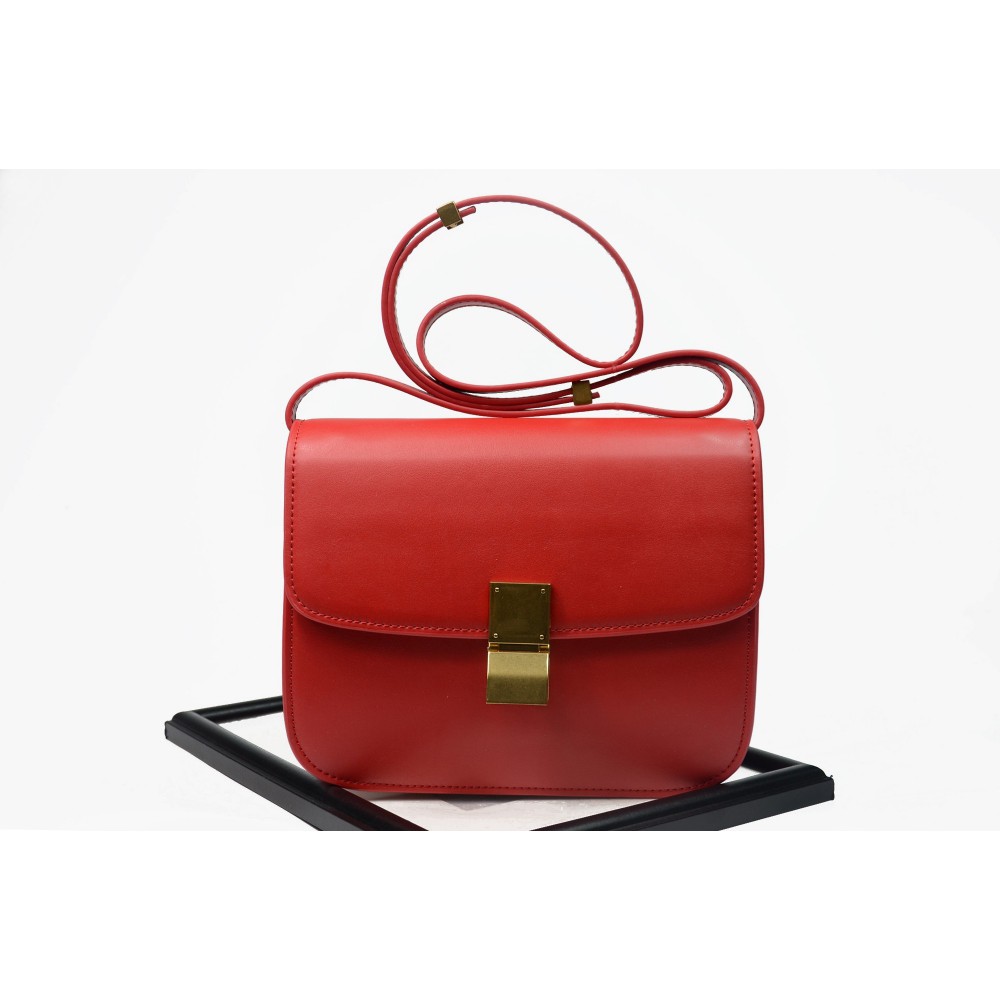 Eldora Genuine Leather Shoulder Bag Red 76349