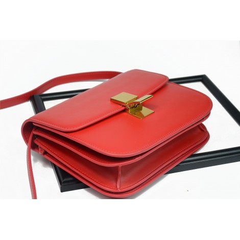 Eldora Genuine Leather Shoulder Bag Red 76349