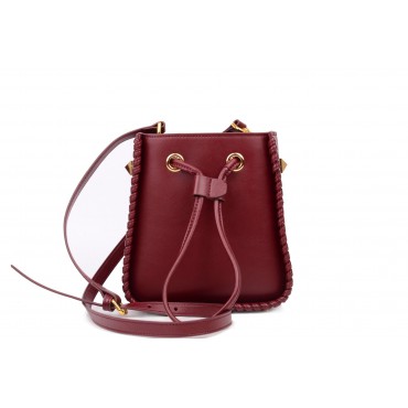 Eldora Genuine Leather Bucket Bag Dark Red 76350  