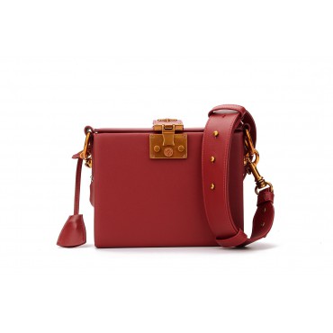 Eldora Genuine Leather Shoulder Bag Red 76351