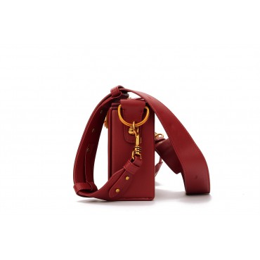 Sac à main porté épaule en cuir  Rouge 76351