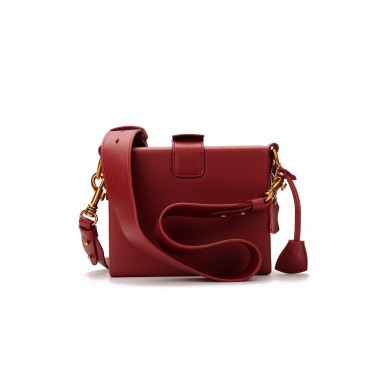 Eldora Genuine Leather Shoulder Bag Red 76351