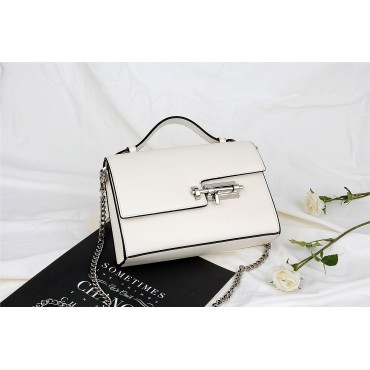 Eldora Genuine Leather Shoulder Bag White 76355