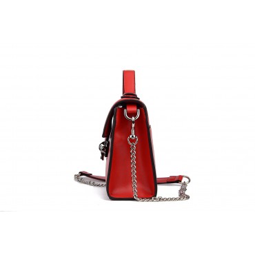 Eldora Genuine Leather Shoulder Bag Red 76355