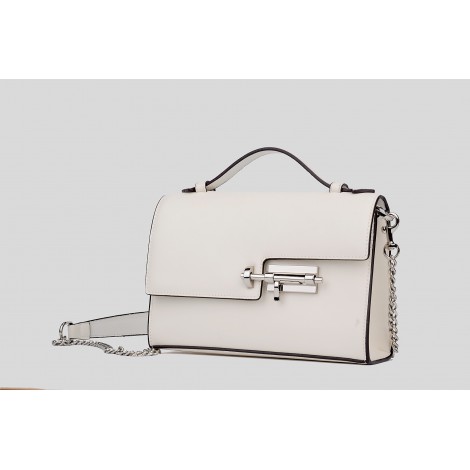 Sac à main porté épaule en cuir Blanc 76355