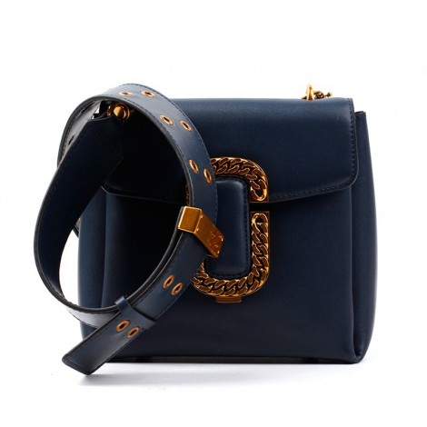 Sac à main porté épaule en cuir Bleu 76362