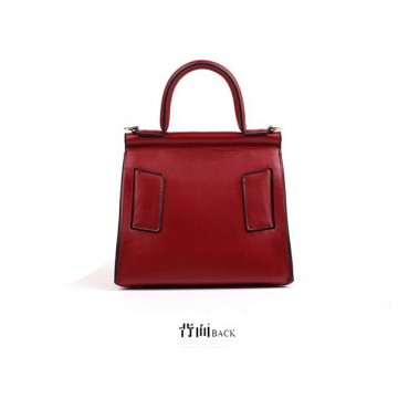 Eldora Genuine Leather Tote Bag Dark Red 76364