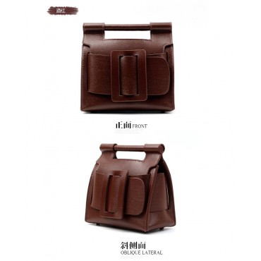 Eldora Genuine Leather Shoulder Bag Brown 76368