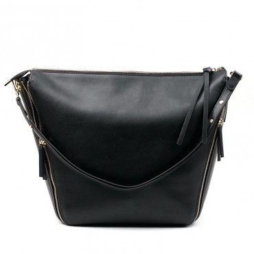 Sac à main porté épaule en cuir  Noir 76372