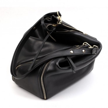 Sac à main porté épaule en cuir  Noir 76372