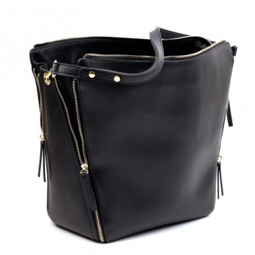 Sac à main porté épaule en cuir  Noir 76372