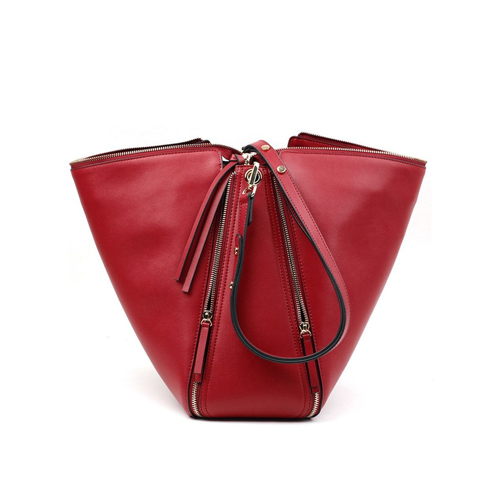 Eldora Genuine Leather Shoulder Bag Red 76372