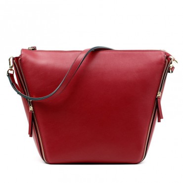 Eldora Genuine Leather Shoulder Bag Red 76372