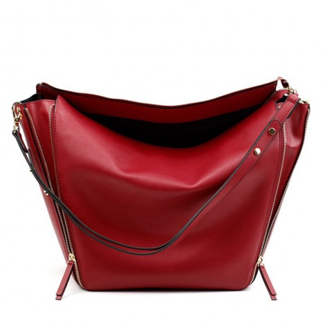 Eldora Genuine Leather Shoulder Bag Red 76372