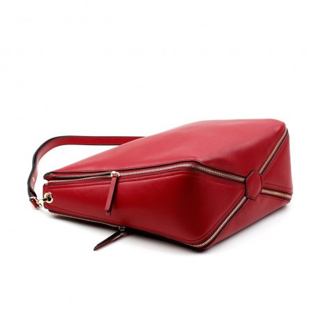 Eldora Genuine Leather Shoulder Bag Red 76372