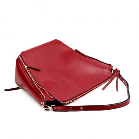 Eldora Genuine Leather Shoulder Bag Red 76372