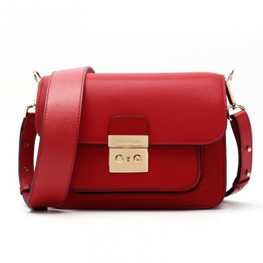 Eldora Genuine Leather Shoulder Bag Red 76383