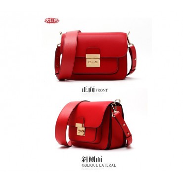 Eldora Genuine Leather Shoulder Bag Red 76383